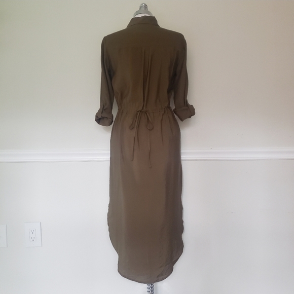 Maeve Anthropologie Button Up Shirt Midi Dress Olive Green XS/S - Picture 6 of 11